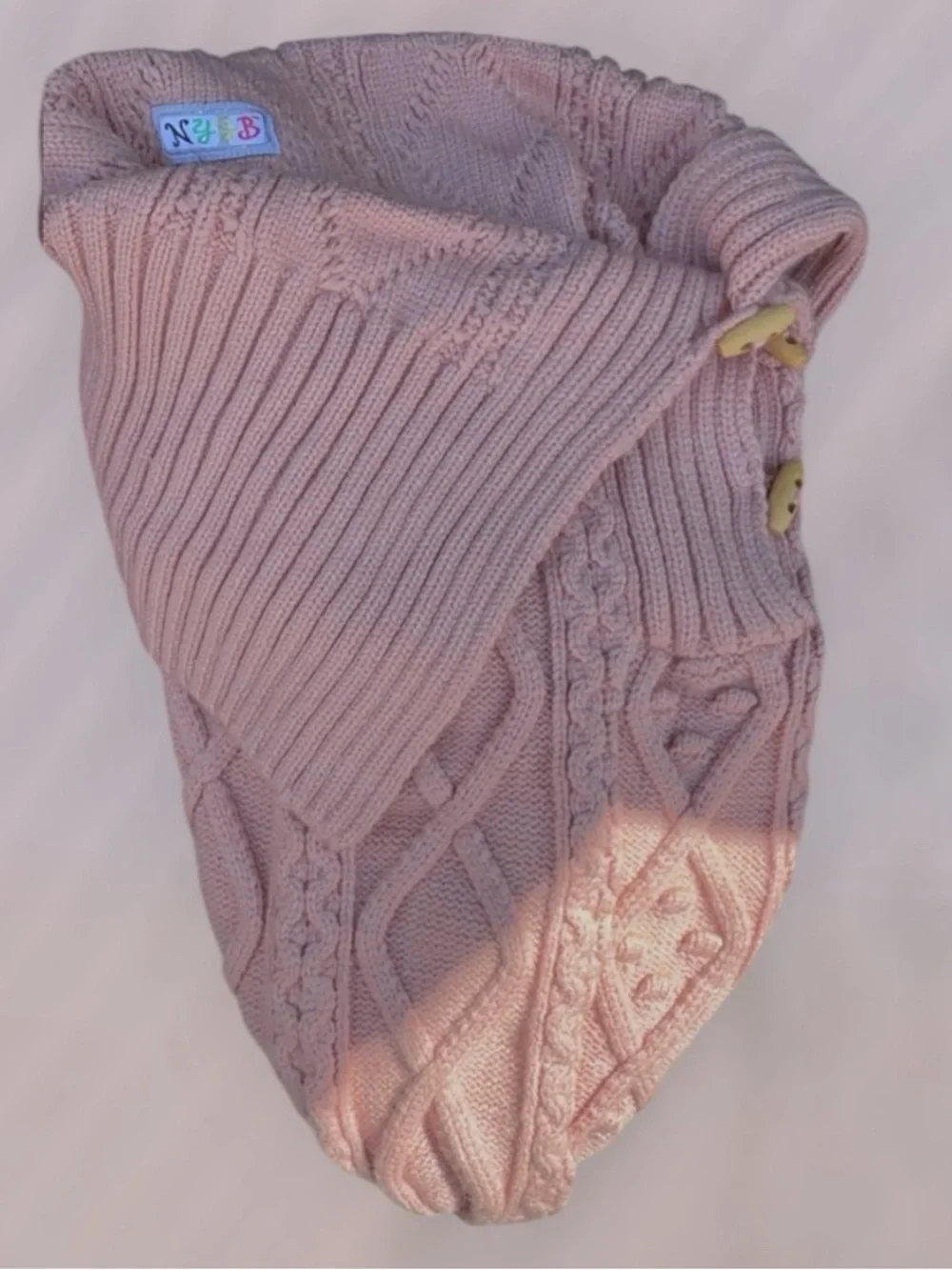 Rose Pink Cable Knit Baby Sweater Sack Button Detail Photo Prop Newborn Pictures